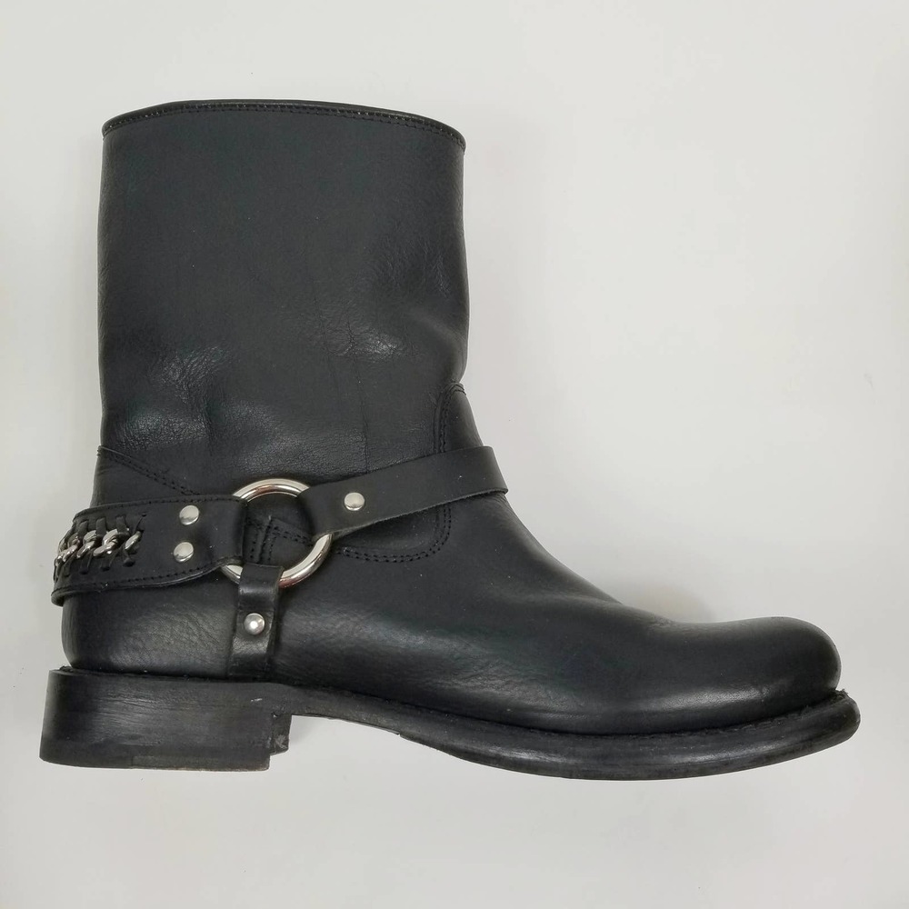 Frye Black Leather Harness Boots - Picture 2 of 12